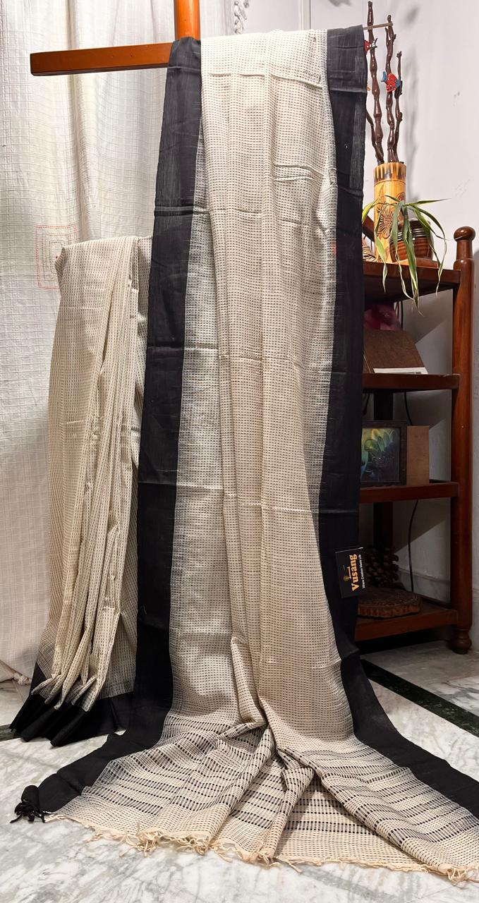 Handwoven Bengal Cotton Saree Online with Blouse Piece-Vusang