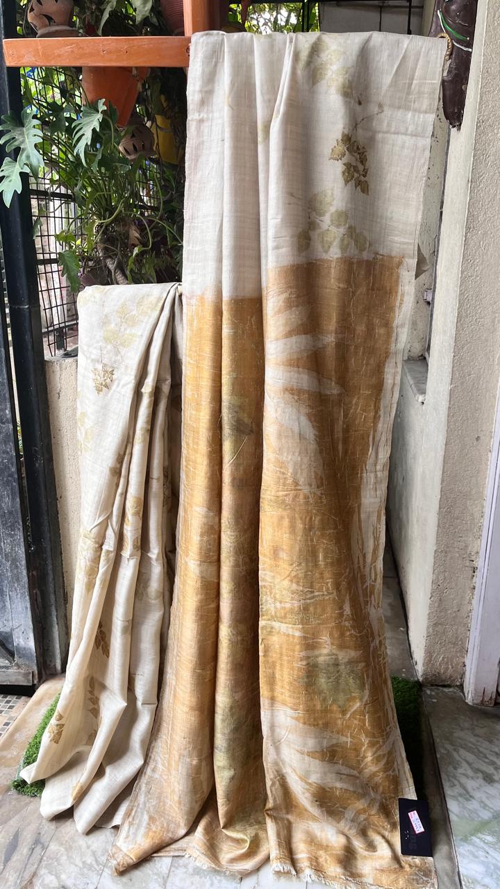 Eco Printed Gachi Tussur with Blouse Piece