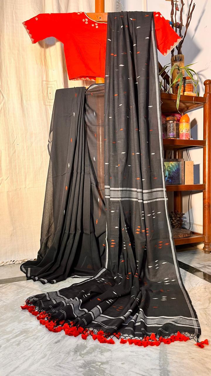 Jamdani weaved Pure Cotton Mulmul- Handloom