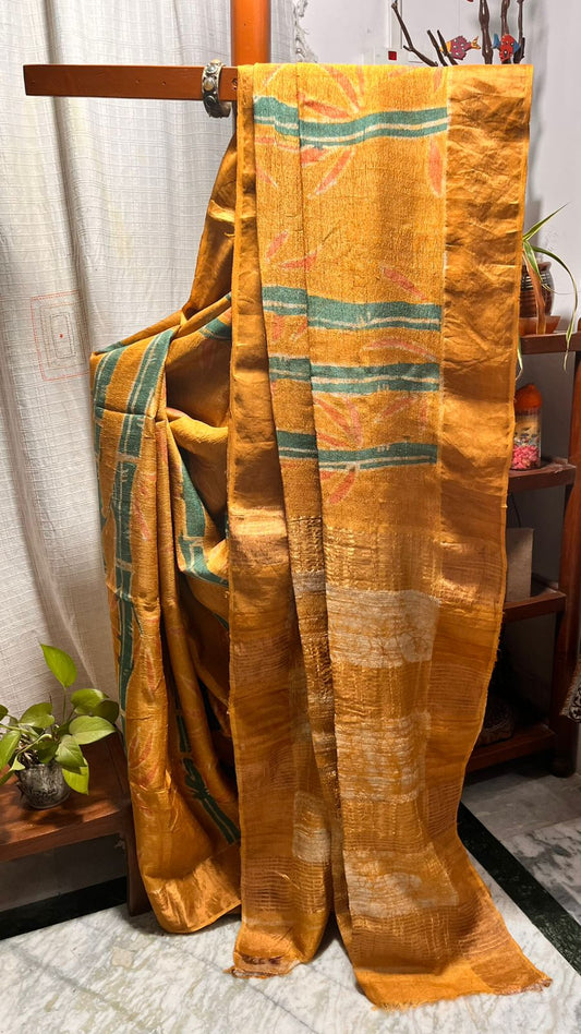 Hand Batik Tussar saree with Blouse piece