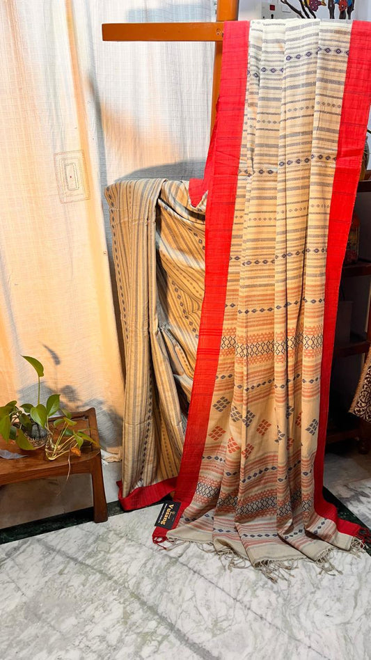 Handwoven Bengal Cotton Saree with Blouse Piece – Vusang