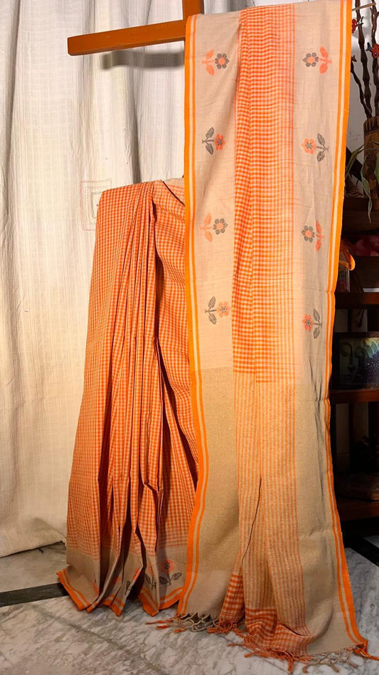 Handwoven Bengal Cotton Saree with Blouse Piece – Vusang