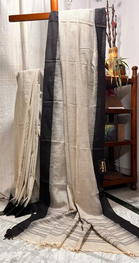 Handwoven Bengal Cotton Saree Online with Blouse Piece-Vusang