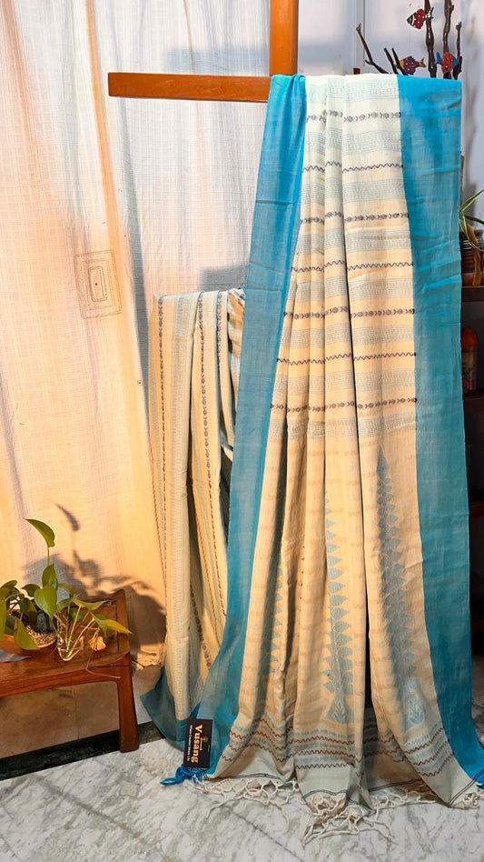 Handwoven Bengal Cotton Saree with Blouse Piece – Vusang