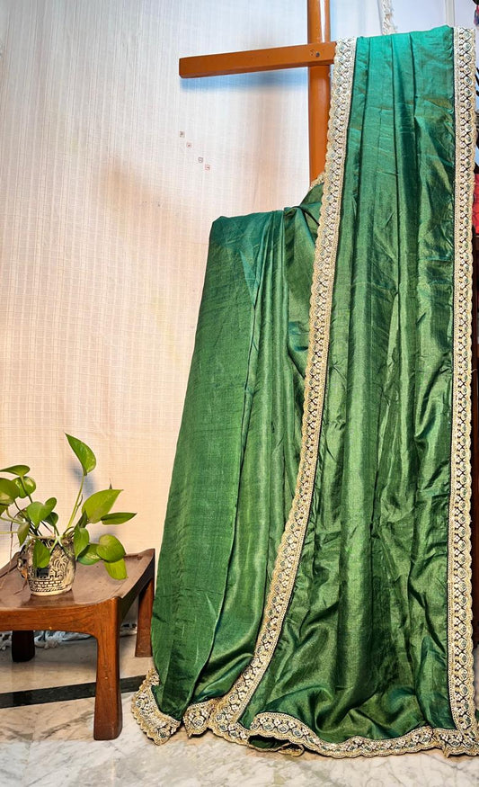 Heavy Border Gachi Tussar with blouse piece- Pure handloom