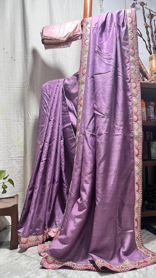 Pure Organza with Heavy Work Border- Bollywood Style (with Blouse Piece)