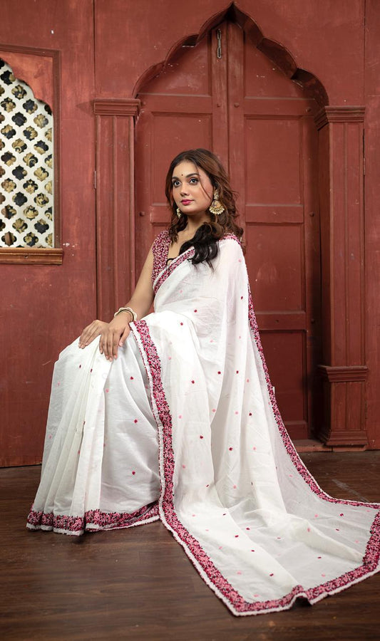 Hand embroidered silk by silk organza with blouse piece